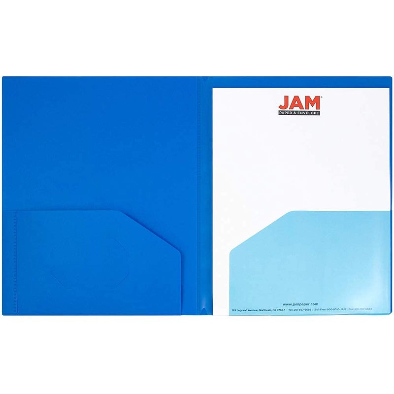 JAM PAPER Heavy Duty Plastic Multi Pocket Folders - 4 Pocket Organizer - Blue - 2/Pack - Image 2